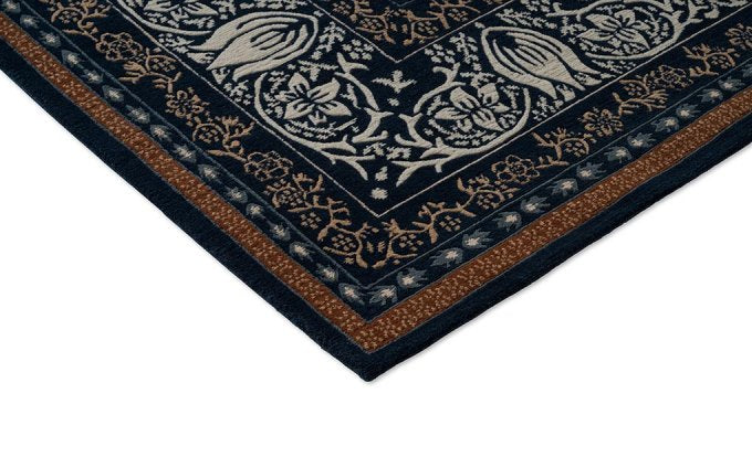 Morris & Co Borage Blue rug corner detail
