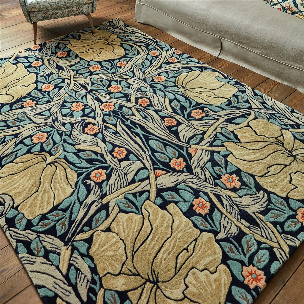 Morris & Co Pimpernel Indigo 28818 rug in situ