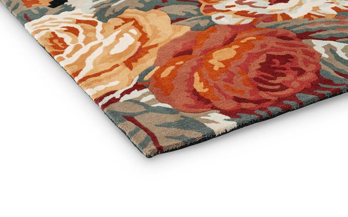 Sanderson Stapleton Park Navy/Burnt Orange 45318 rug corner detail