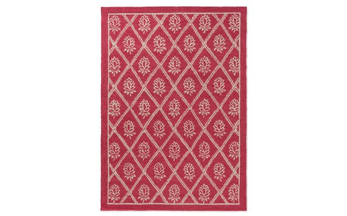 Laura Ashley Porchester Poppy Red outdoor rug full flat view