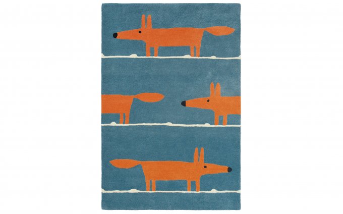 Scion Mr Fox Denim rug full flat view