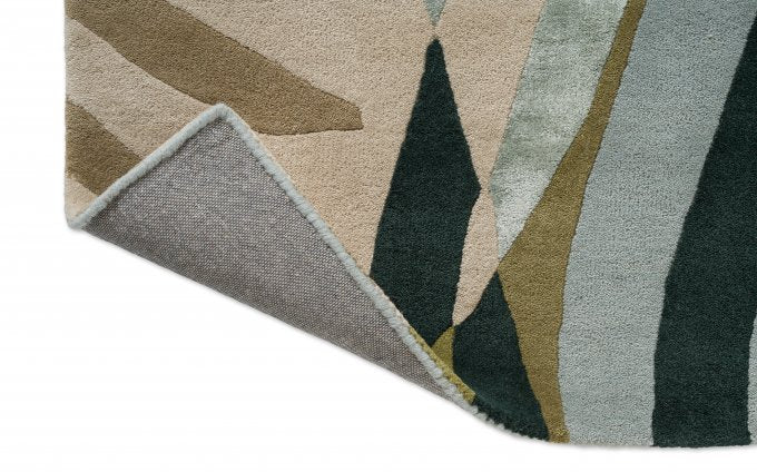 Harlequin Atelier Lagoon 140807 rug corner turned to show the backing