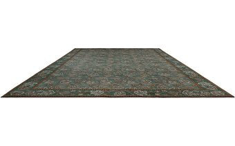 Morris & Co Theodosia Bottle Green rug corner detail