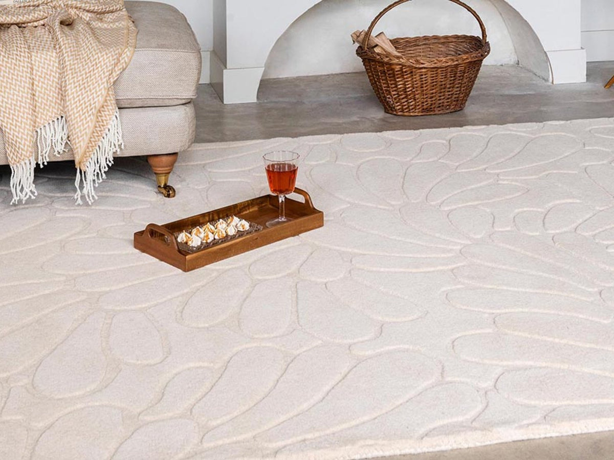 Laura Ashley Coleby Petals Ivory Cream rug | Kelaty