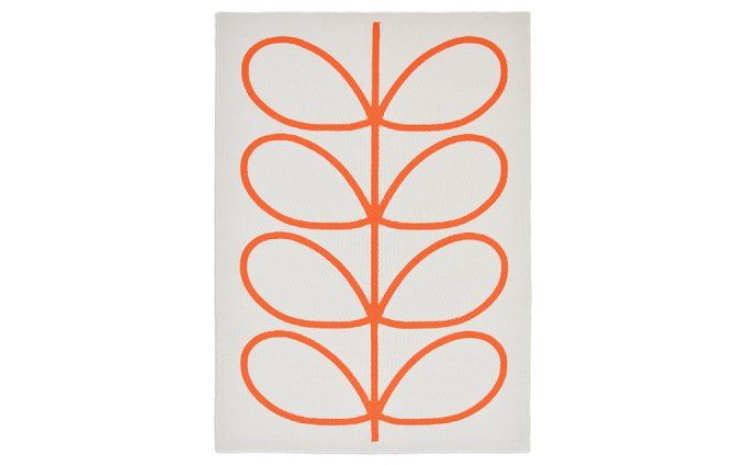 Orla Kiely Giant Linear Stem Persimmon outdoor rug full flat view