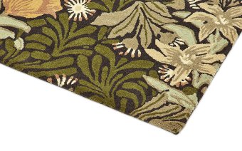 Morris & Co Bower Twining Vine Green rug pile detail