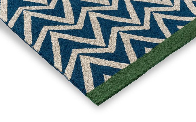 Scion Dhurrie Blue outdoor rug corner detail