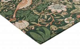 Morris & Co Strawberry Thief Forest rug pile detail
