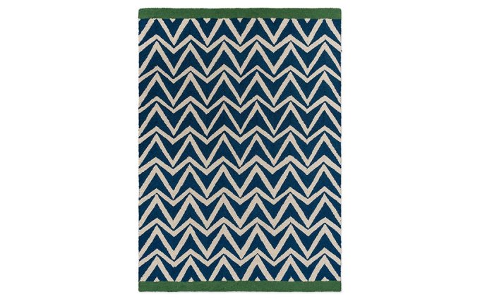 Scion Dhurrie Blue outdoor rug full flat view