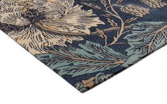 Morris & Co Honeysuckle & Tulip Woad Thyme rug pile detail