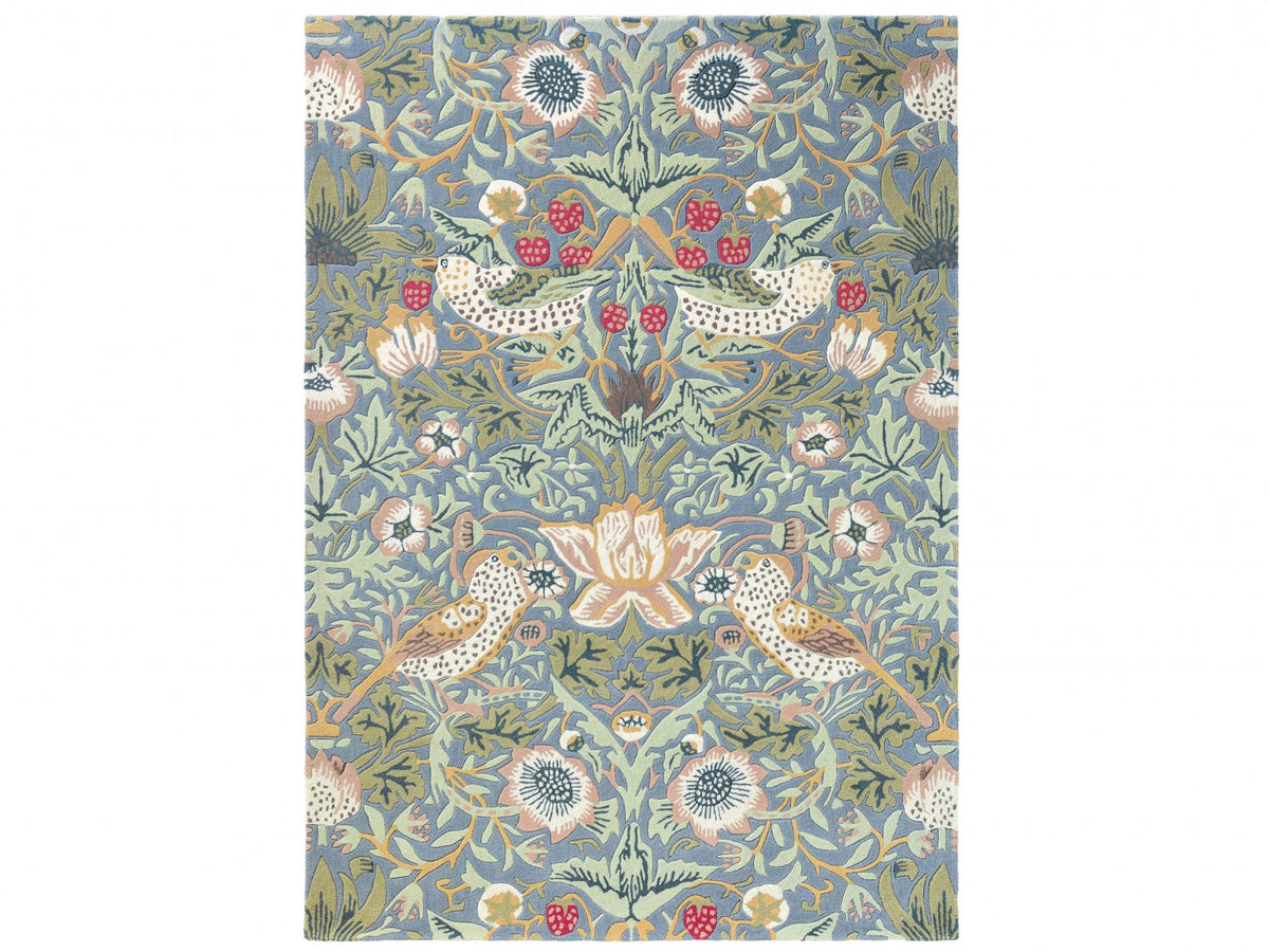 Morris & Co Strawberry Thief Slate rug full flat view