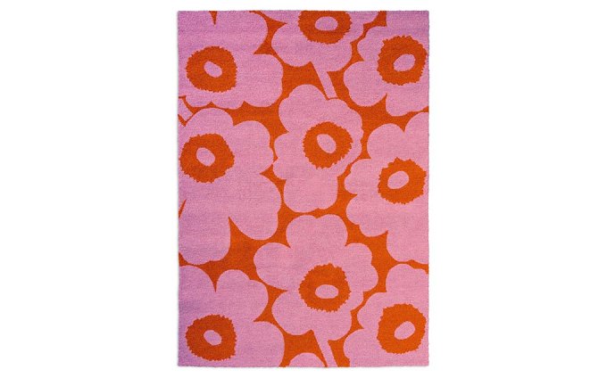 Marimekko Unikko Pink-Orange outdoor rug full flat view