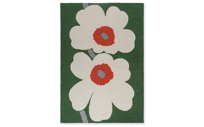Marimekko Unikko Anniversary Green outdoor rug full flat view