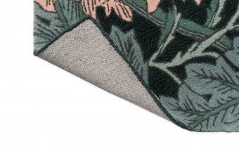 Morris & Co Honeysuckle & Tulip Teal rug texture close-up