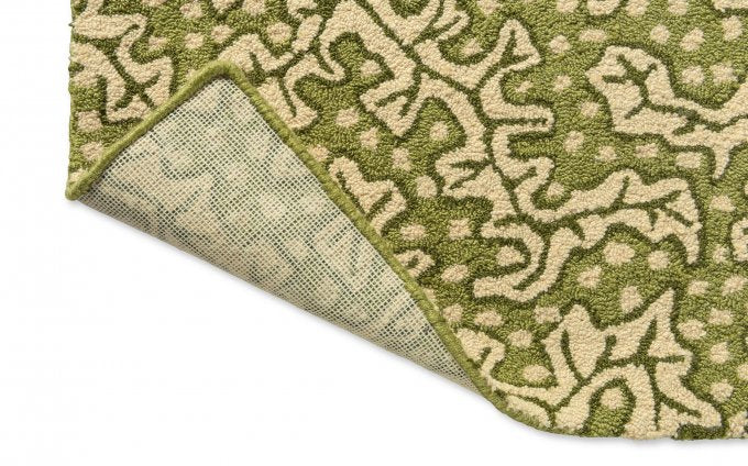 Sanderson Truffle Olive outdoor rug backing