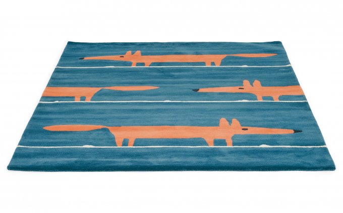 Scion Mr Fox Denim rug angled view