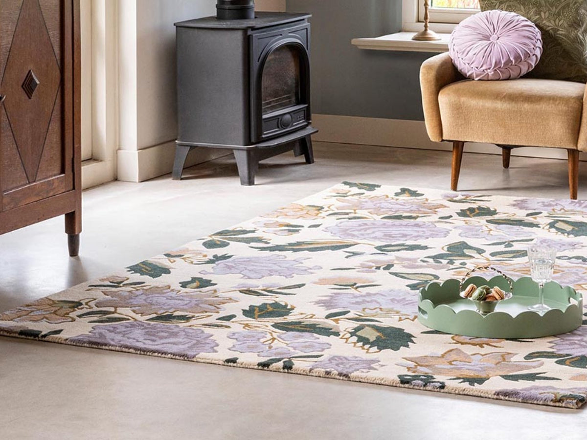 Laura Ashley Wendling Floral Heather Purple rug | Kelaty