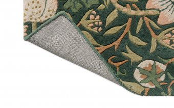 Morris & Co Strawberry Thief Forest rug texture close-up