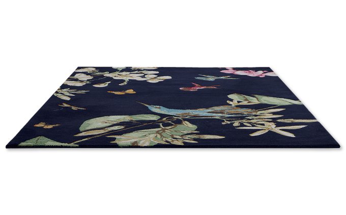 Wedgwood Hummingbird Navy 37818 rug angled view