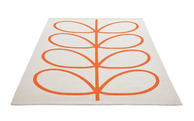 Orla Kiely Giant Linear Stem Persimmon outdoor rug angled view