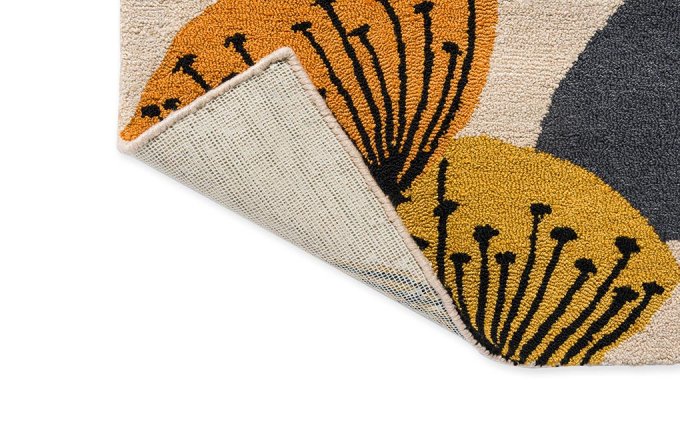 Sanderson Dandelion Clocks Ochre/Silver outdoor rug backing