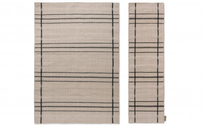 Zona Line Charcoal outdoor rug full flat view
