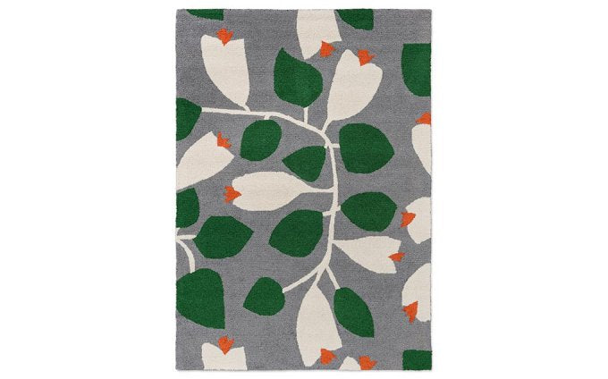 Scion Rosehip Blue outdoor rug full flat view
