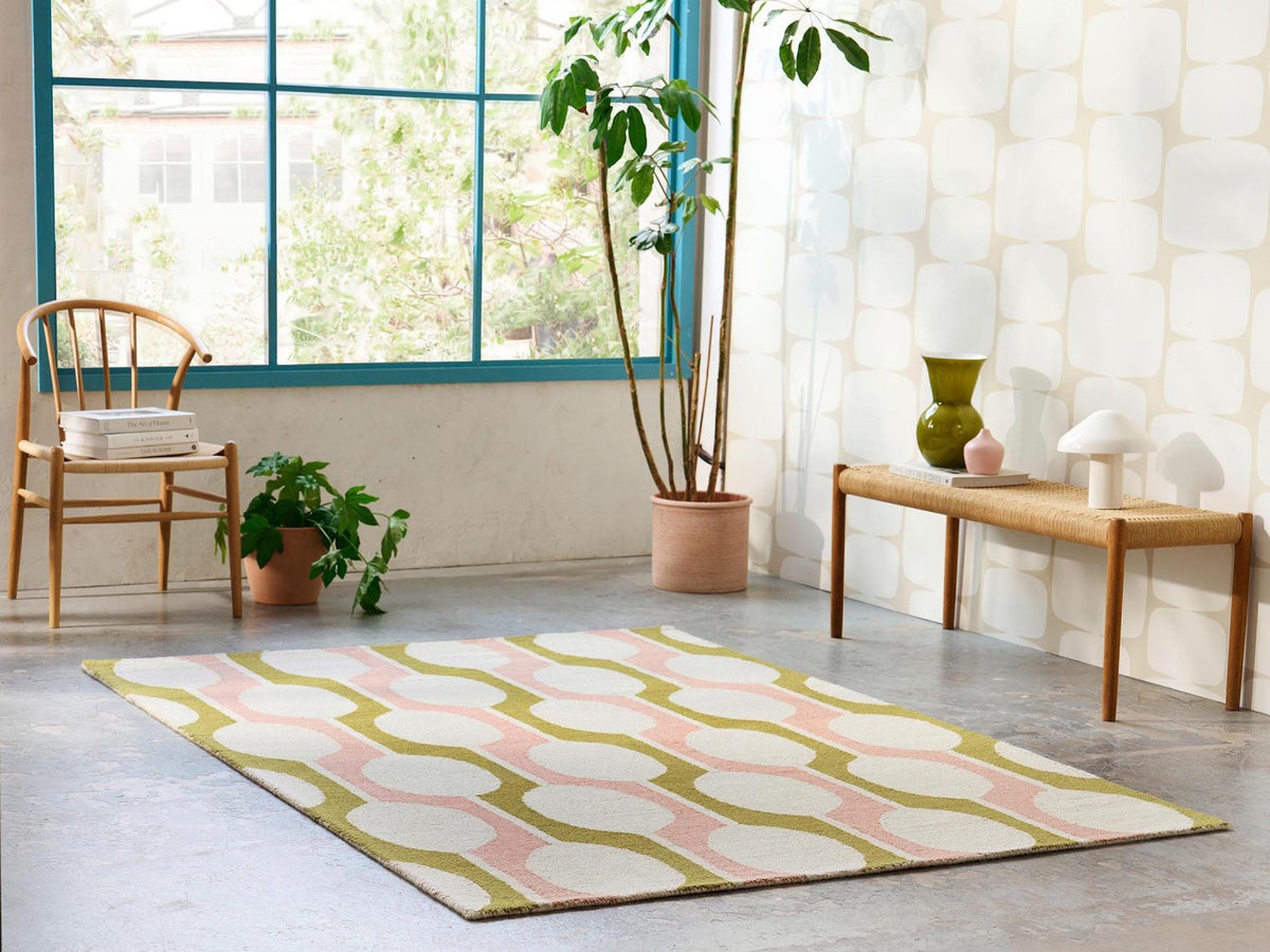 Scion Billow Lichen rug styled in a room setting