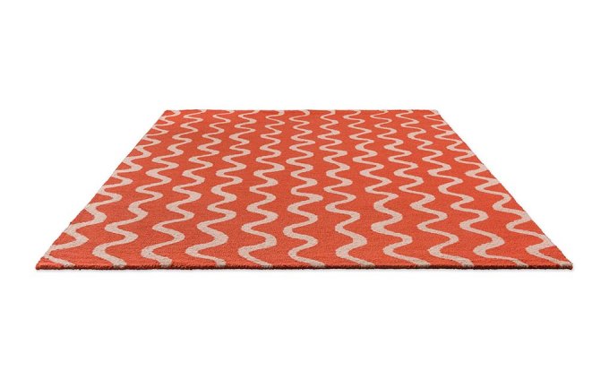 Scion Ribbon Coral rug angled view