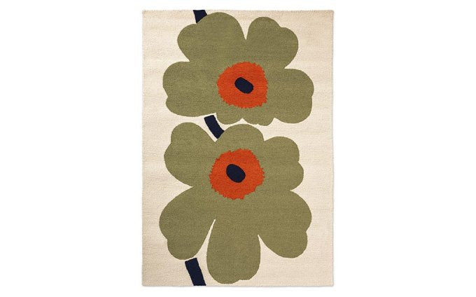 Marimekko Unikko Anniversary Dusty Green outdoor rug full flat view