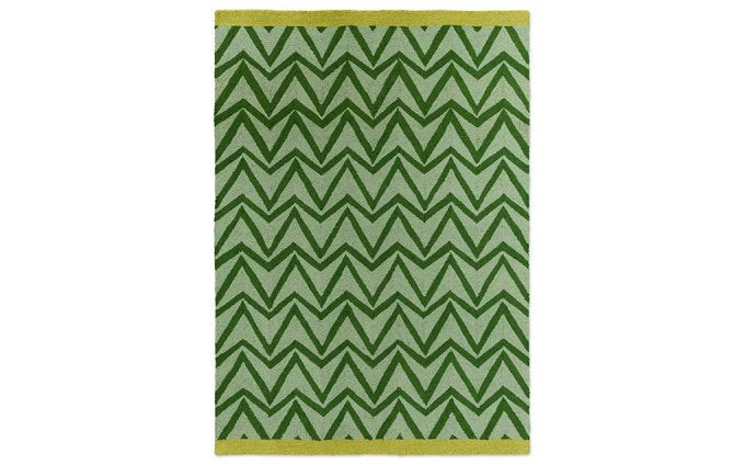 Scion Dhurrie Green outdoor rug full flat view