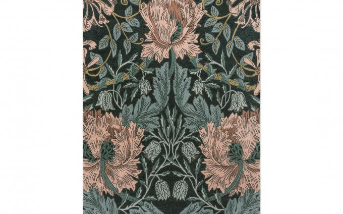 Morris & Co Honeysuckle & Tulip Teal rug full flat view