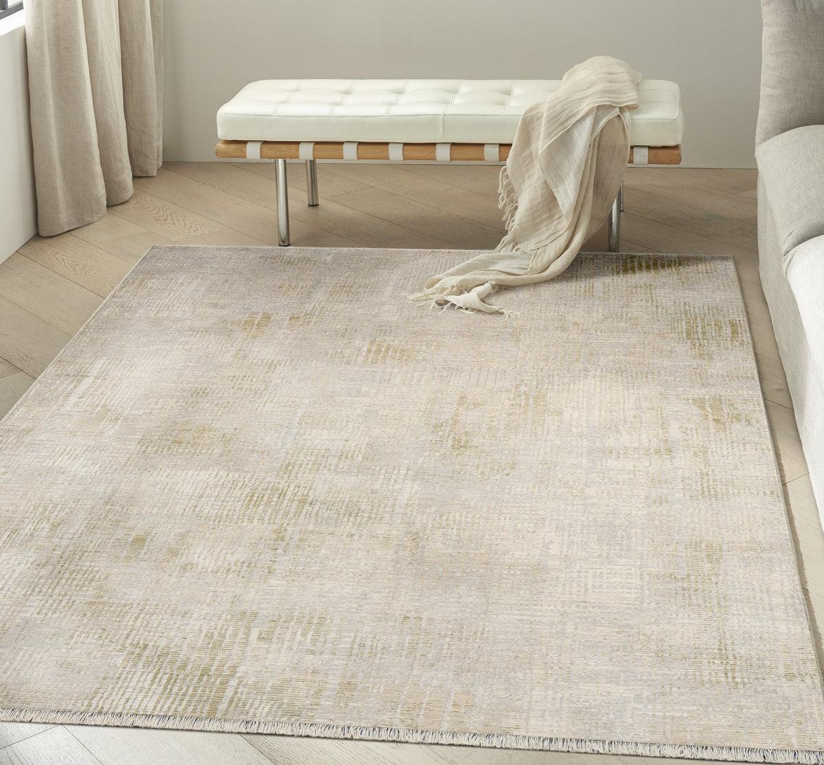 Calvin Klein Drift DRF02 Grey rug in a living room