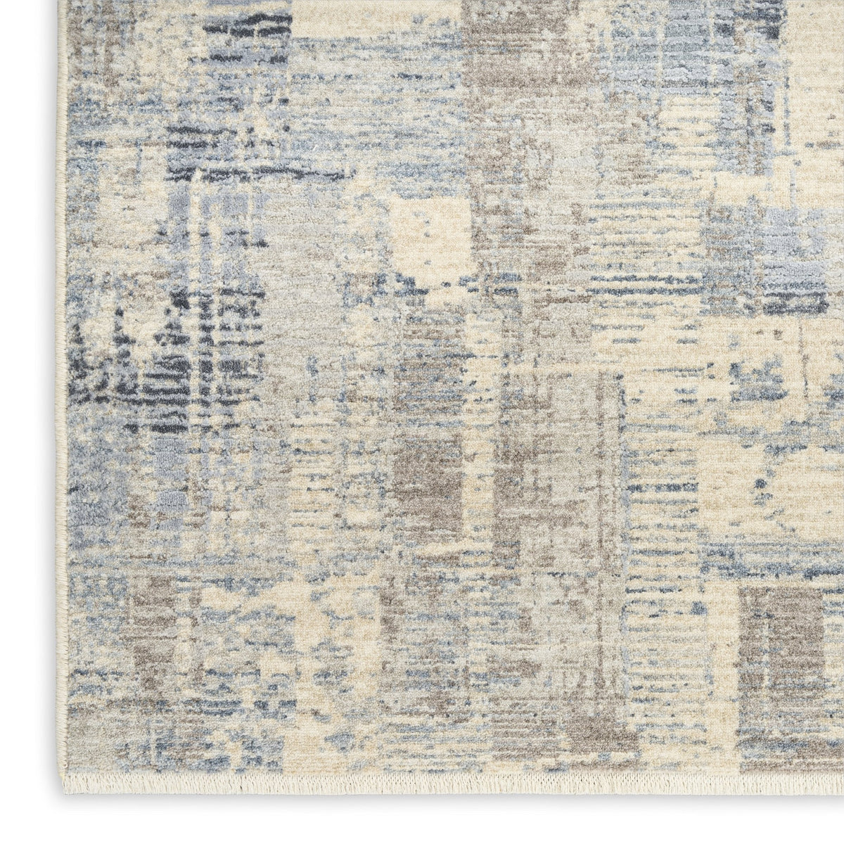 Calvin Klein Drift DRF04 Blue Beige rug fringe detail