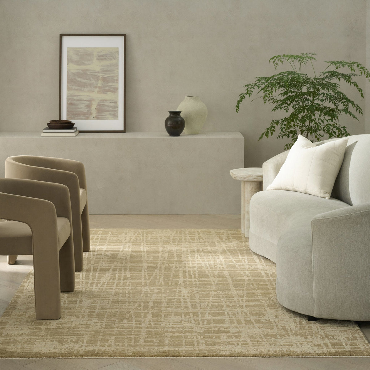 Calvin Klein Latitude LTD01 Taupe rug in situ