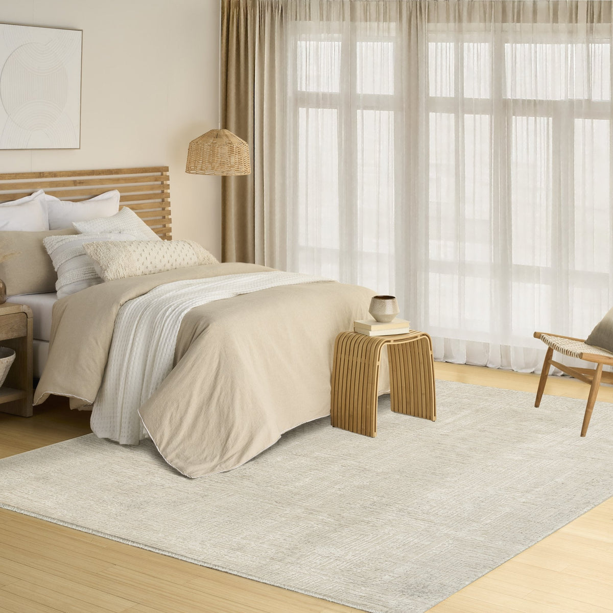 DKNY Madison Square MSQ01 Ivory Beige rug in a dining room