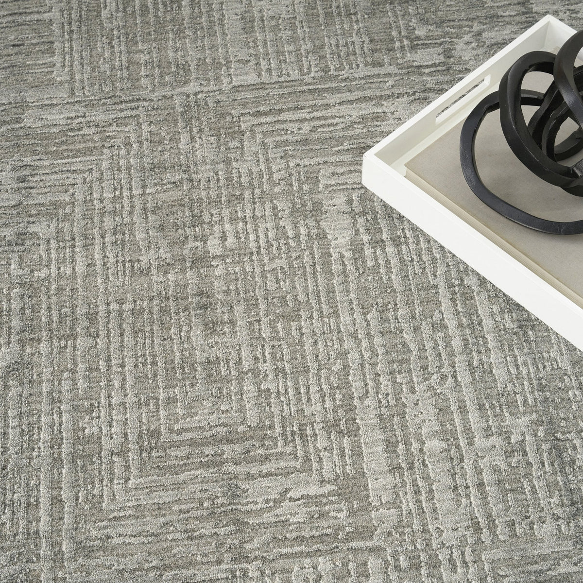 DKNY Madison Square MSQ01 Slate rug styled in a room setting