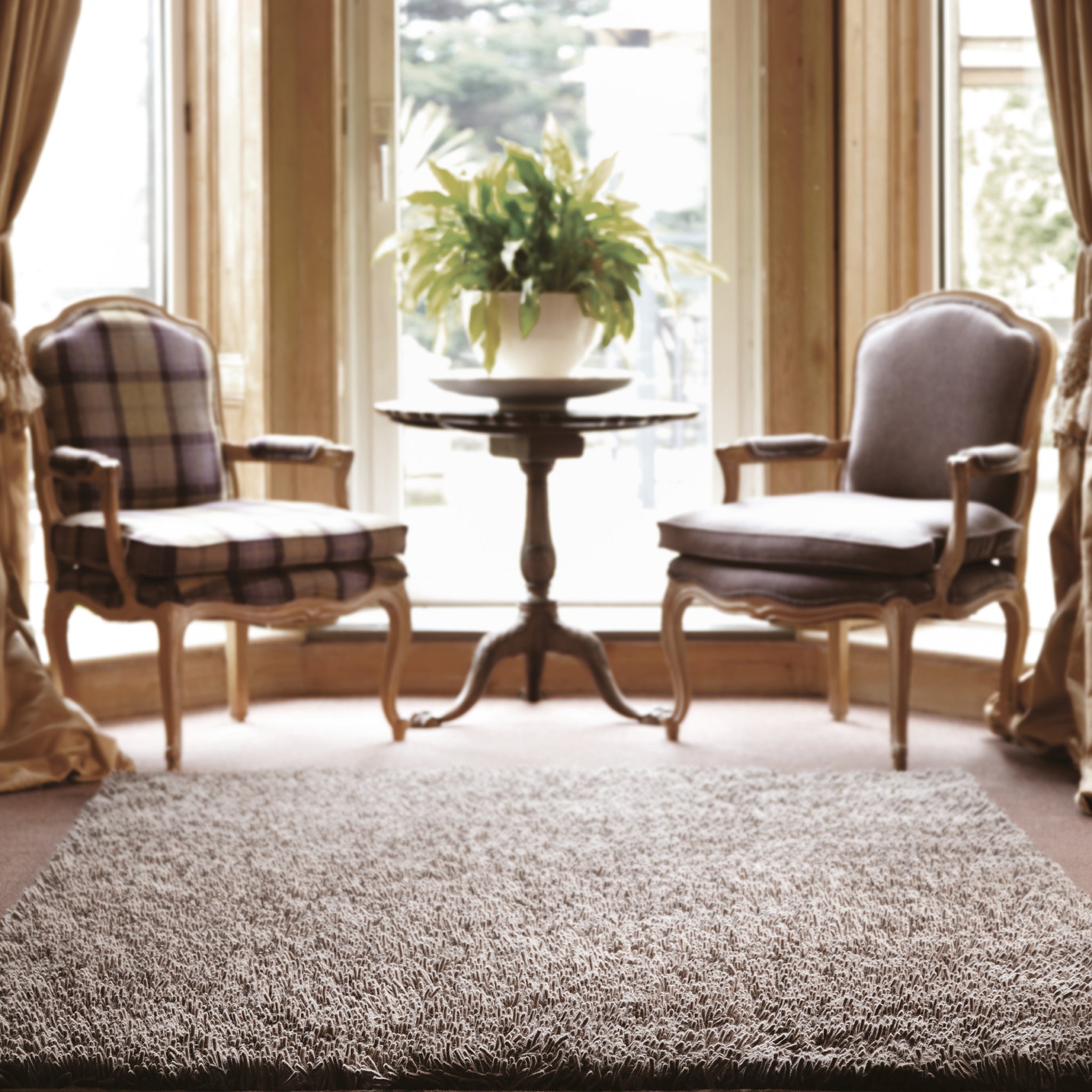 Imperial Mid Mix shaggy wool rug styled in a room setting
