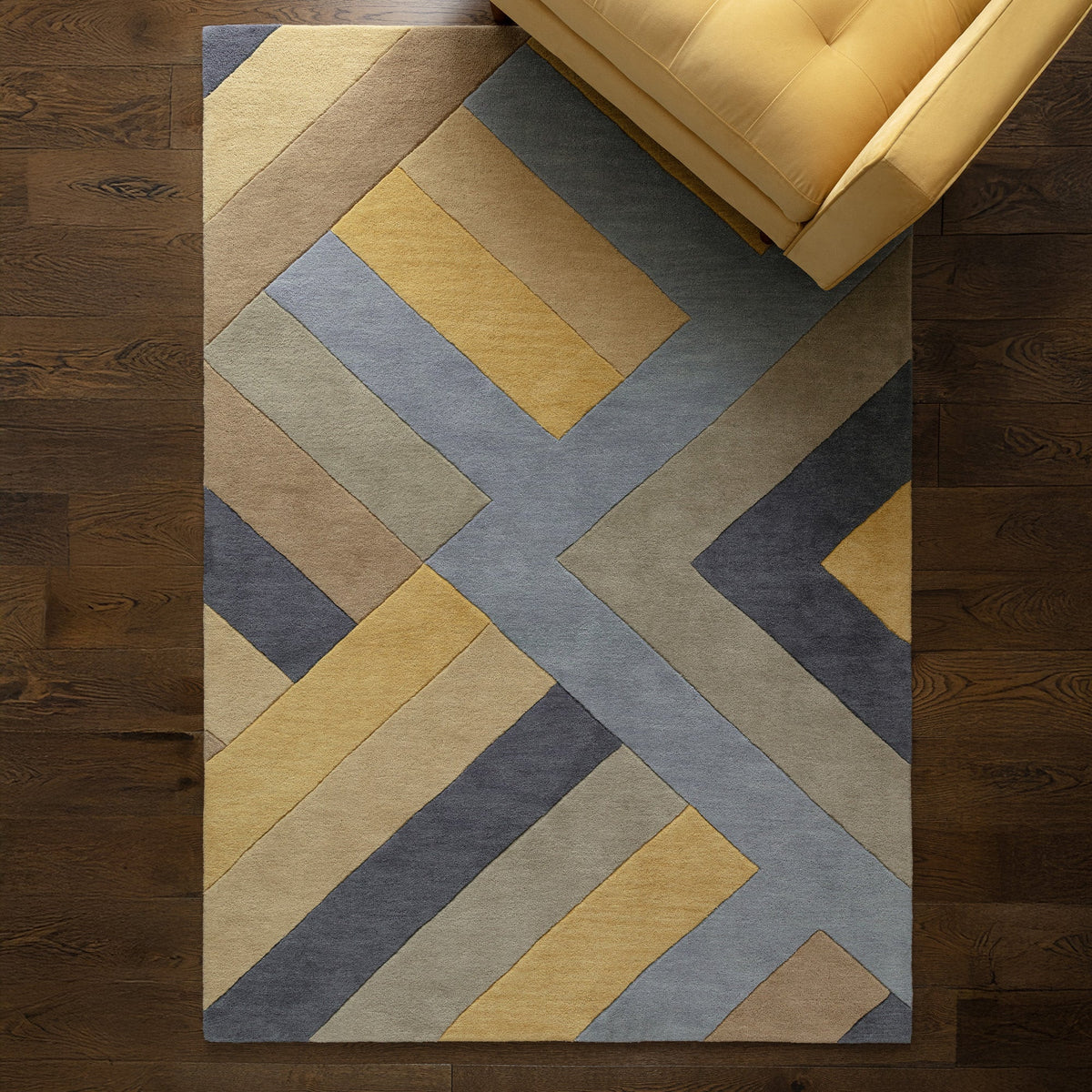 Reef RF02 Big Zig Ochre Grey rug
