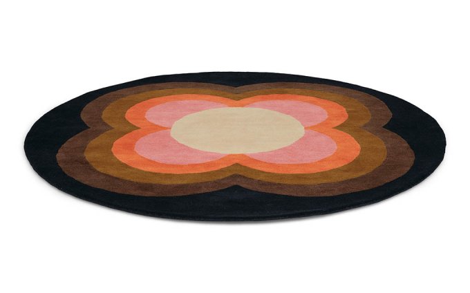 Orla Kiely Sunflower Pink Round 60005 rug angled view