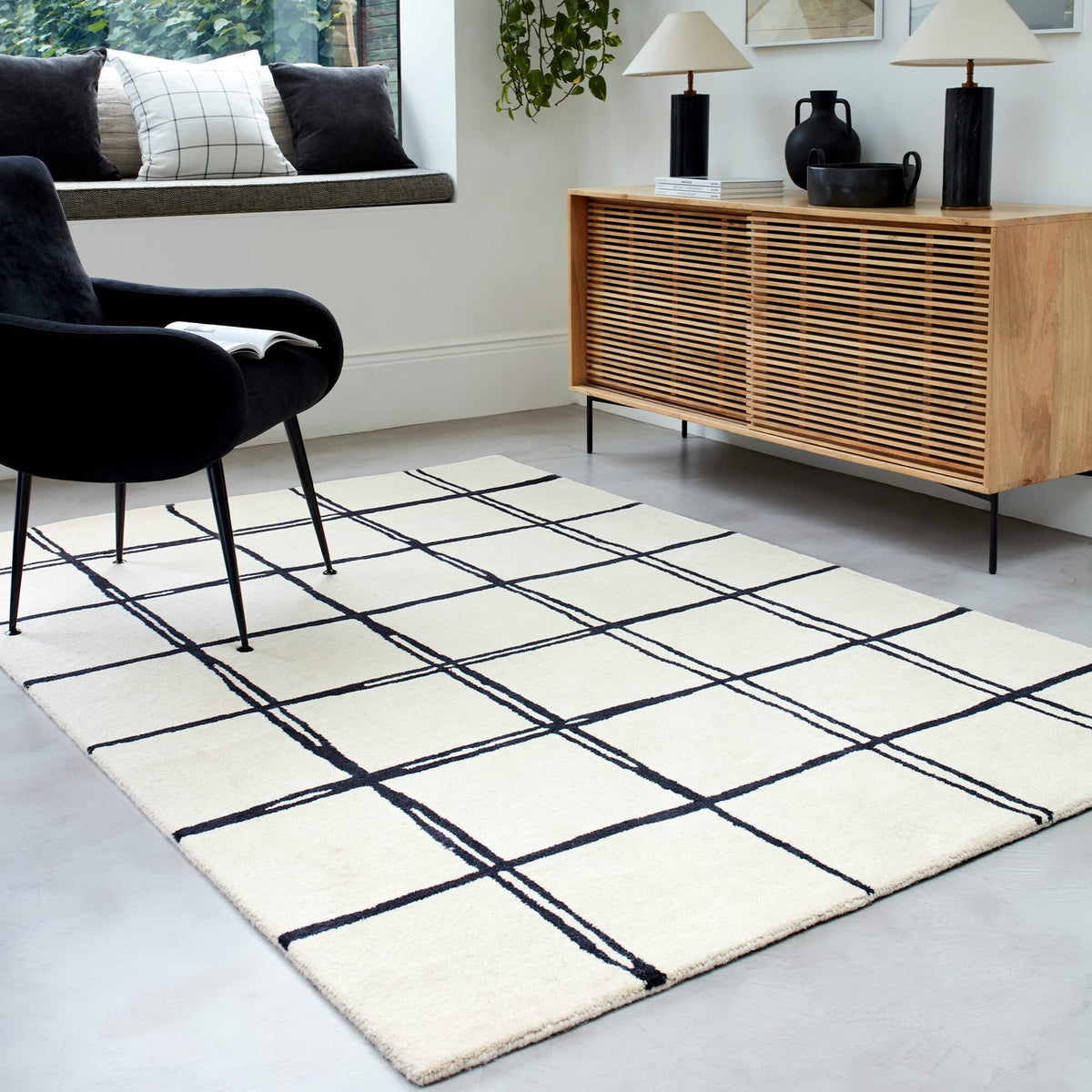Albany Grid Monochrome rug