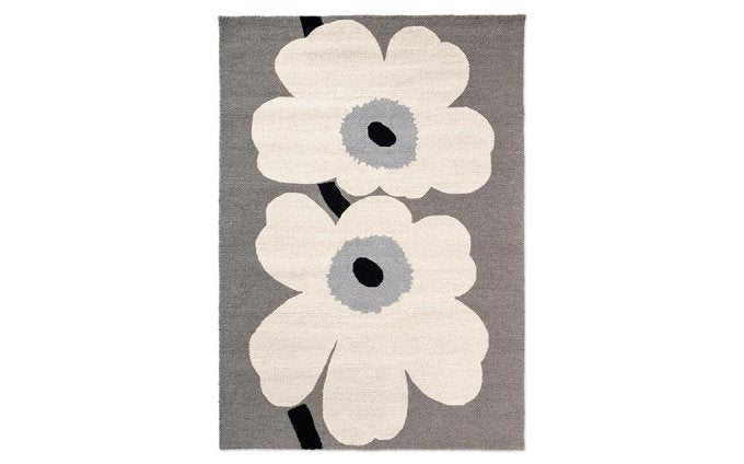Marimekko Unikko Anniversary Grey outdoor rug full flat view