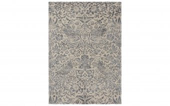 Morris & Co Pure Strawberry Thief Ink rug full flat view