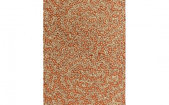 Sanderson Truffle Sandstone outdoor rug full flat view