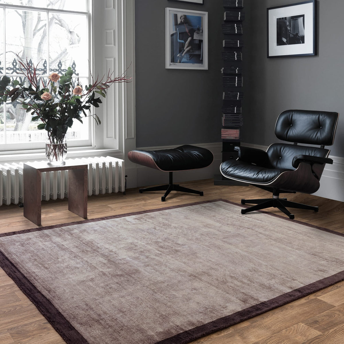 Blade Border Charcoal Moleskin rug