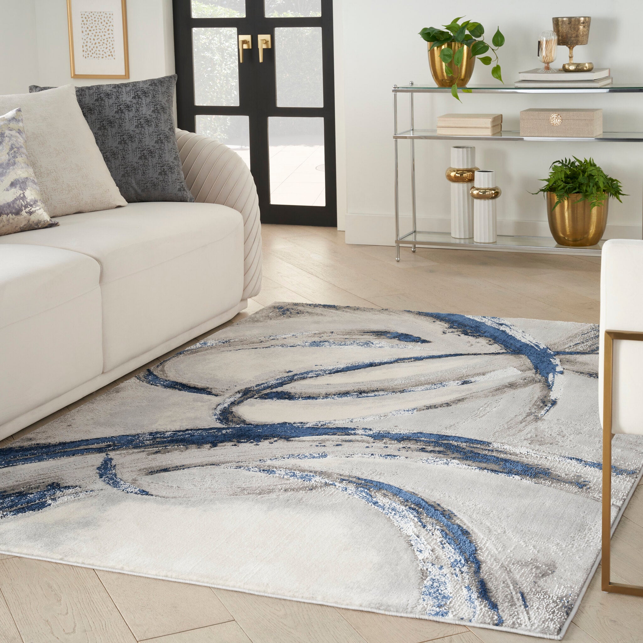 Brushstrokes BSK02 Grey Navy rug