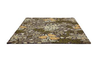 Morris & Co Bower Twining Vine Green rug corner detail