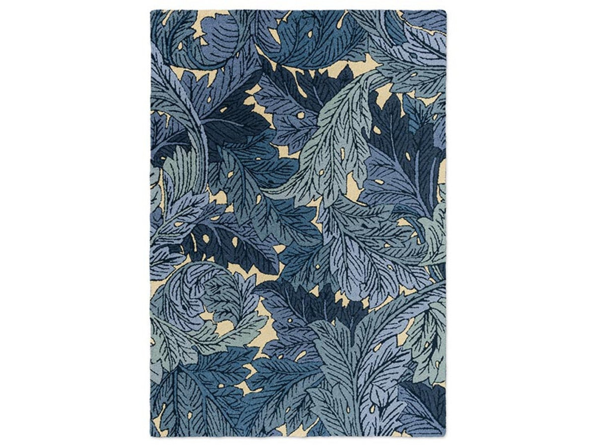 Morris & Co Acanthus Indigo outdoor rug full flat view