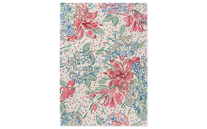 Laura Ashley Lilith Poppy Red outdoor rug full flat view