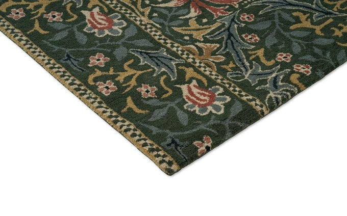 Morris & Co Walthamstow Forest Teal rug corner detail